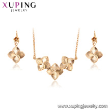 64577 Xuping high repurchase power well design magnet square flower shaped gold jewelry set